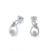 Pendiente de plata y olivina 12 mm